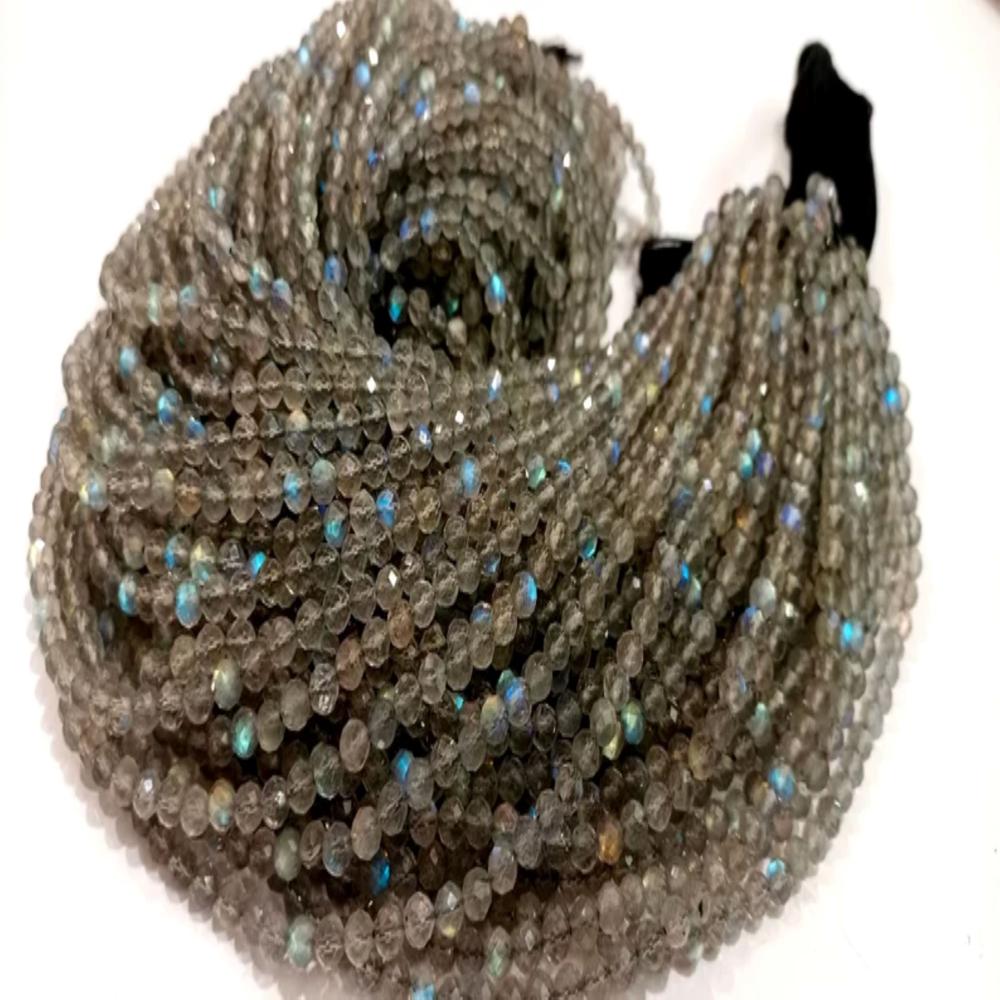 Natural Labradorite Round Faceted 4.5 to 5mm Beads Sold per strand 13 Inches long