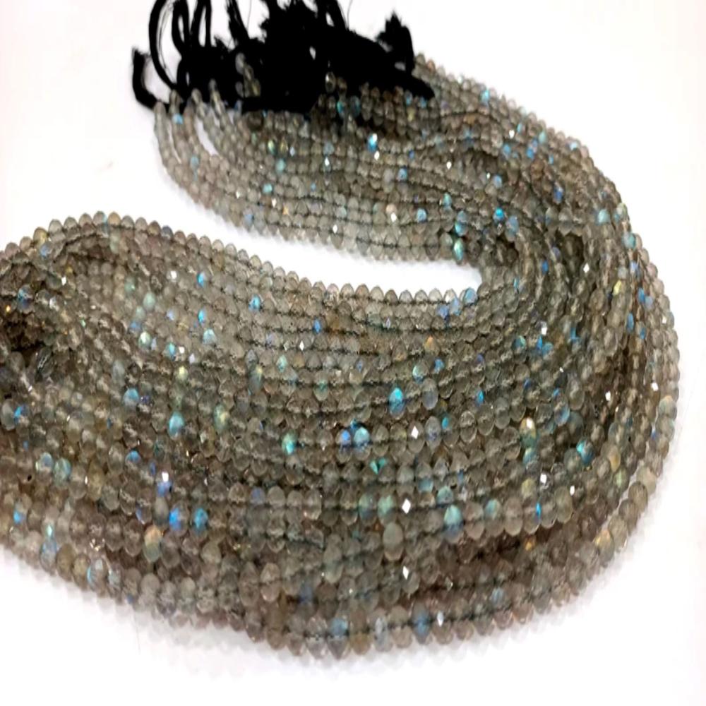 Natural Labradorite Round Faceted 4.5 to 5mm Beads Sold per strand 13 Inches long