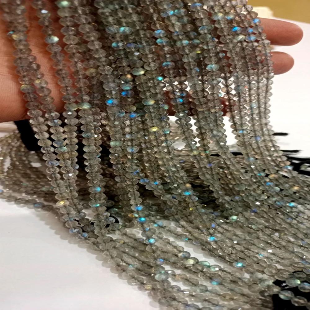 Natural Labradorite Round Faceted 4.5 to 5mm Beads Sold per strand 13 Inches long