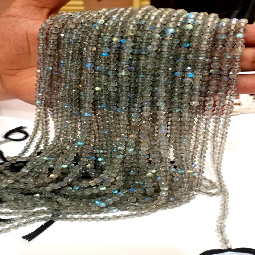 Natural Labradorite Round Faceted 4.5 to 5mm Beads Sold per strand 13 Inches long
