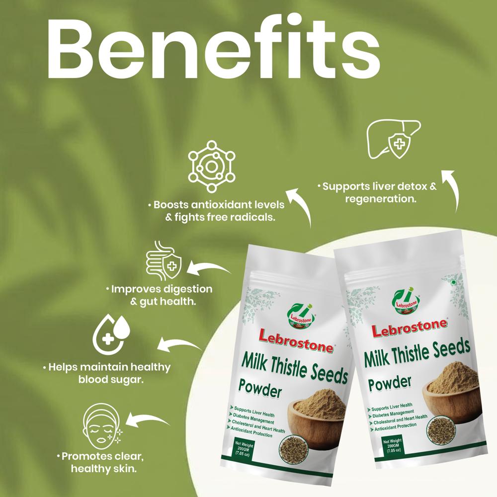 Lebrostone Milk Thistle Seeds Powder | Digestion & Liver Support | Blood Sugar & Skin Health| 200g