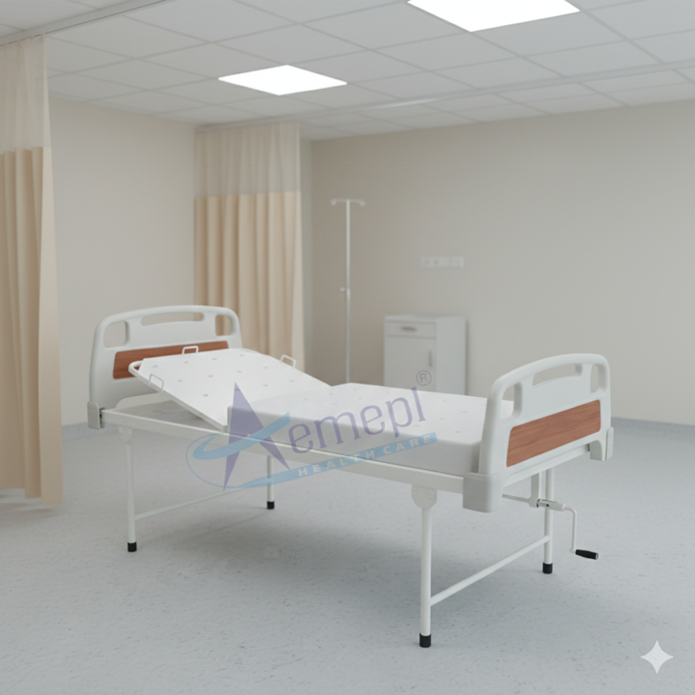 Semi Fowler Bed - High Density Foam, 75x35.5x23 Inches, White | 2-fold Design, Manual Operation, 4 Castors, Abs Panel