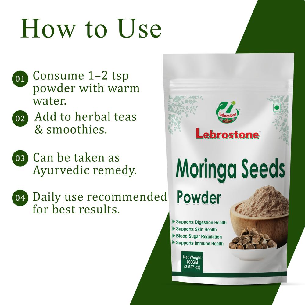 Lebrostone Moringa Seeds Powder | Energy & Stamina | Detox Support | Blood Sugar & Skin Health| 100g