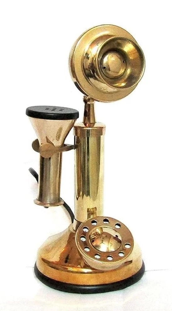 Antique Wooden Brass Dummy Telephone