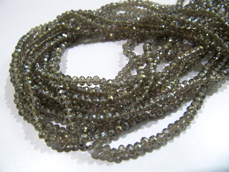 AB Coated Labradorite Hydro Quartz Rondelle Faceted Size 3mm Beads Strand 14 inches long