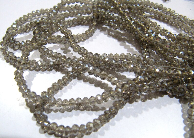 AB Coated Labradorite Hydro Quartz Rondelle Faceted Size 3mm Beads Strand 14 inches long