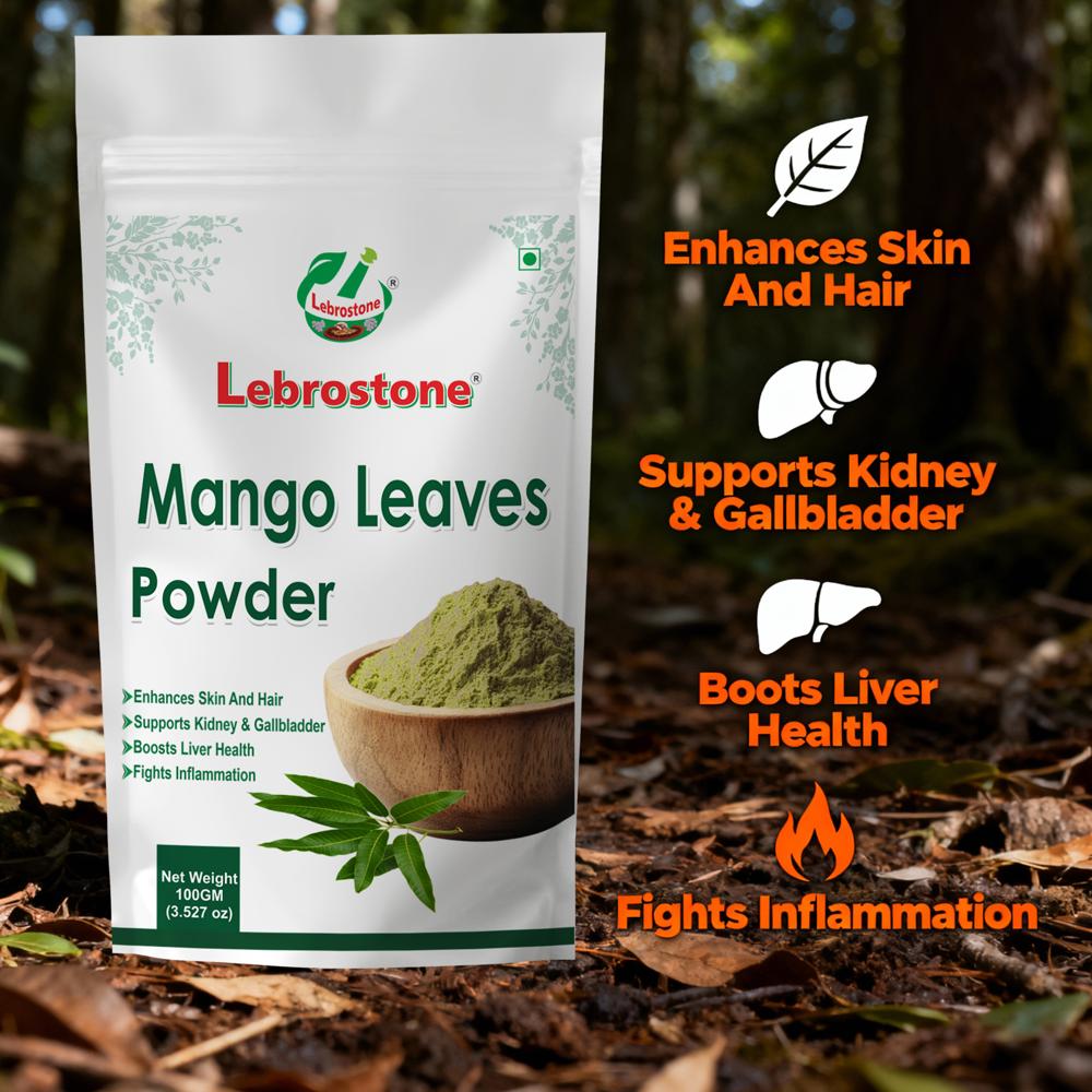 Lebrostone Mango Leaves Powder  Boosts Liver Function, Fights Inflammation & Enhances Skin & Hair(100g)