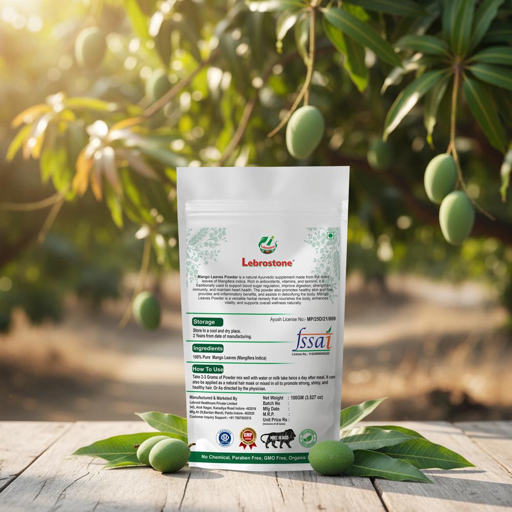 Lebrostone Mango Leaves Powder  Boosts Liver Function, Fights Inflammation & Enhances Skin & Hair(100g)
