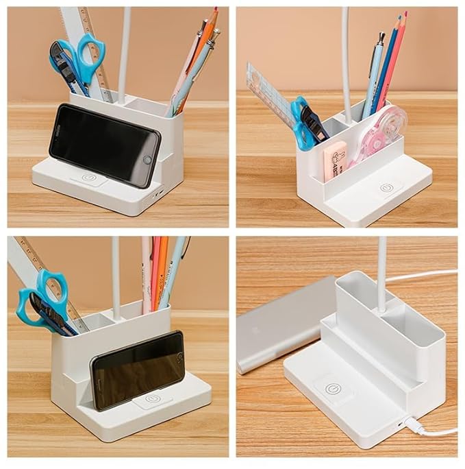 3-in-1 Rechargeable LED Desk Lamp with Pen Holder & Mobile Stand