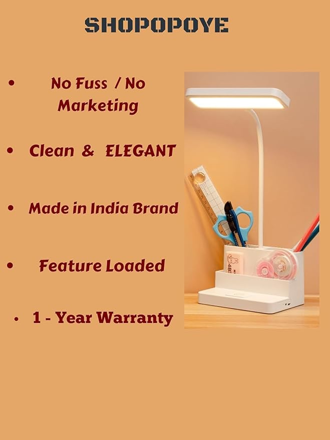 3-in-1 Rechargeable LED Desk Lamp with Pen Holder & Mobile Stand