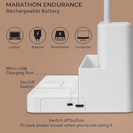 3-in-1 Rechargeable LED Desk Lamp with Pen Holder & Mobile Stand
