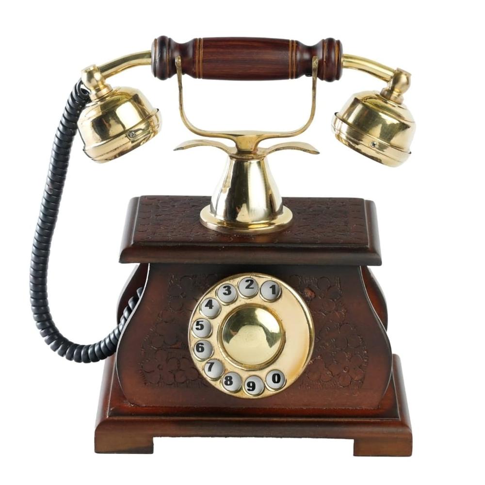 Antique Wooden Brass Dummy Telephone