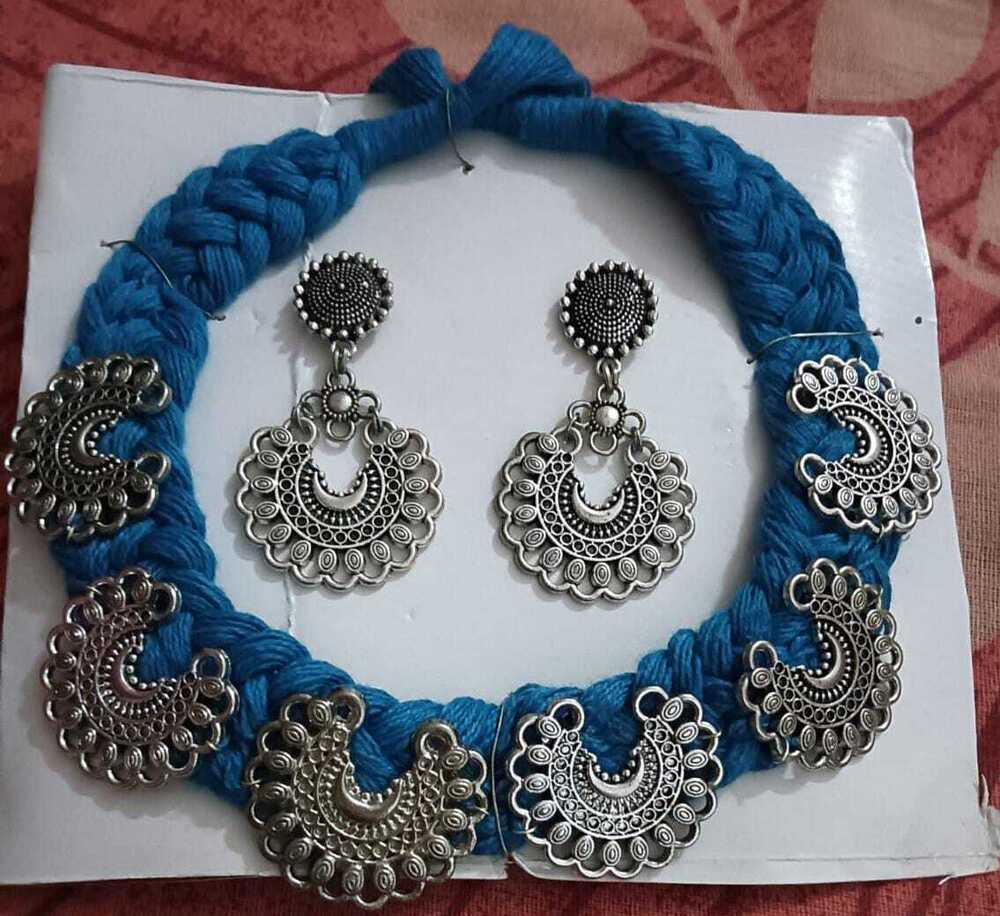 Oxidised With Cotton Less Jewellery Set