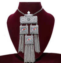 Silver Colour Oxidised Chain Necklace