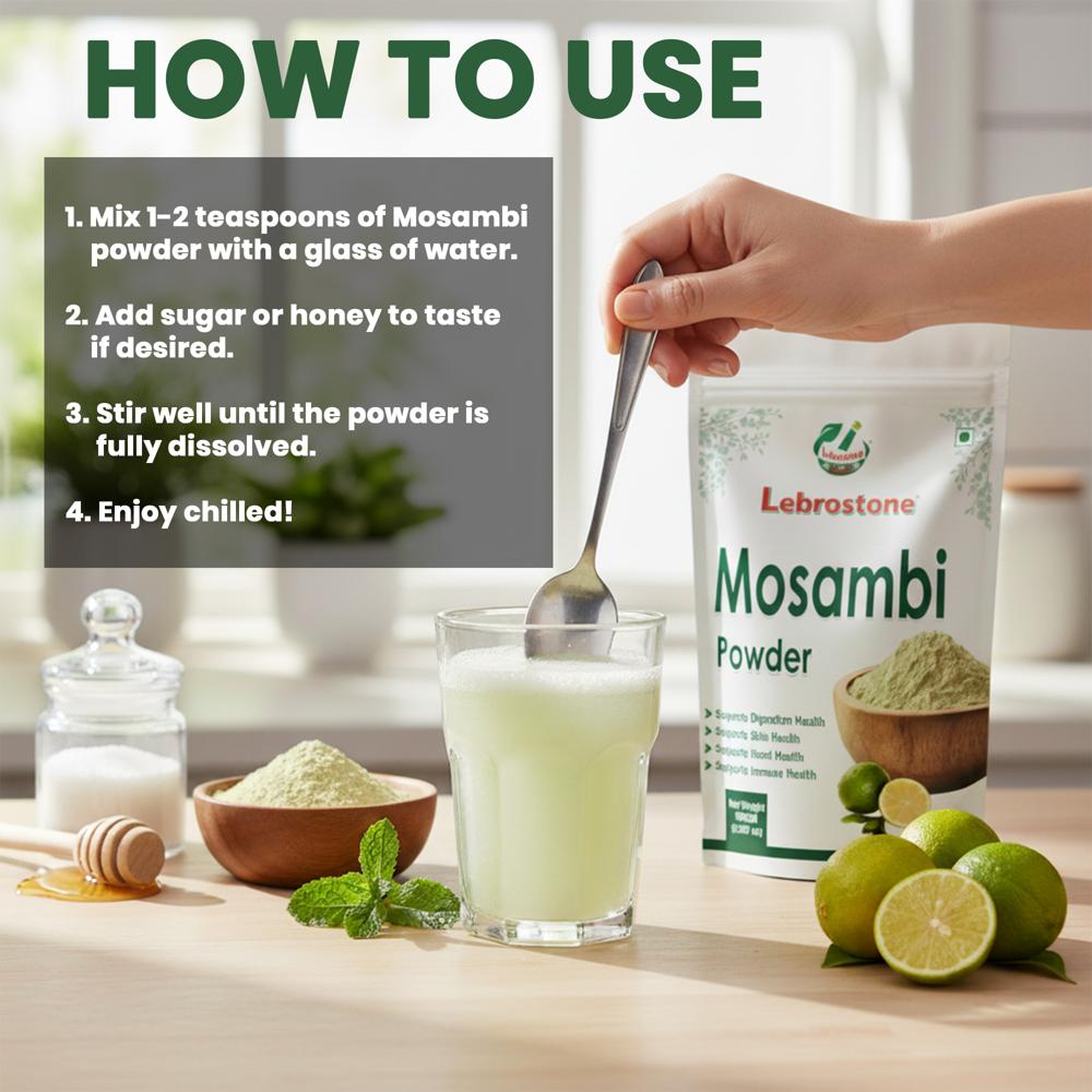Lebrostone Mosambi Peel Powder | Vitamin C Rich | Immunity & Digestion Support | Detox & Skin Health| 100g
