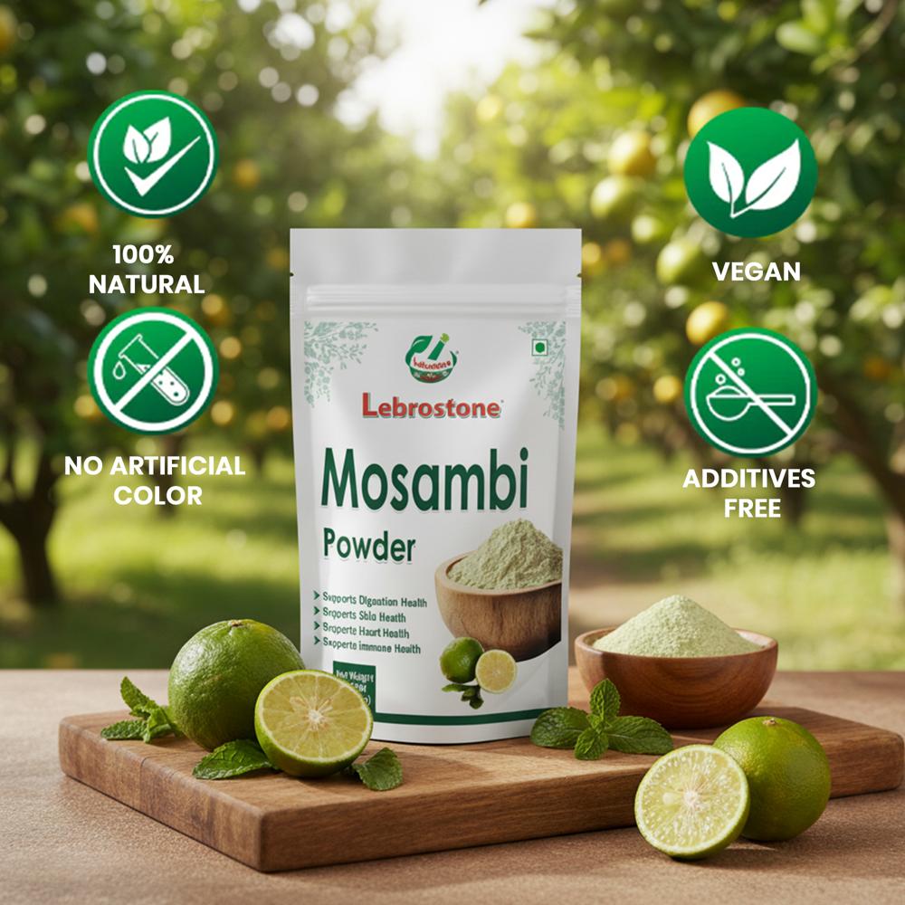 Lebrostone Mosambi Peel Powder | Vitamin C Rich | Immunity & Digestion Support | Detox & Skin Health| 100g
