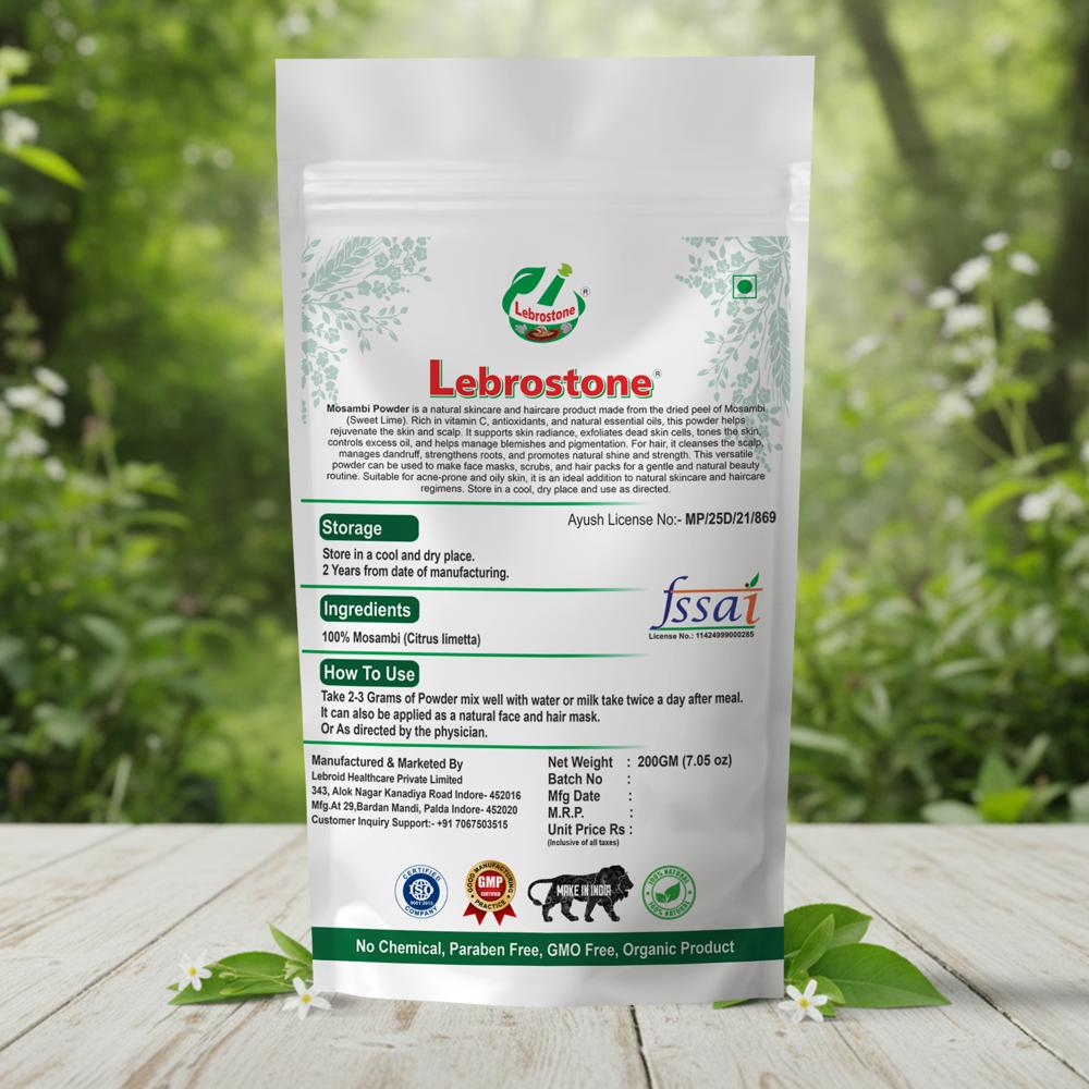 Lebrostone Mosambi Peel Powder | Vitamin C Rich | Immunity & Digestion Support | Detox & Skin Health| 200g