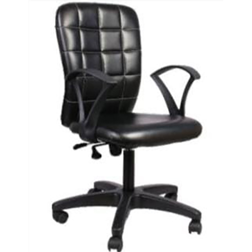 Low Back Zebar Cushion Office Desk Chair Black Rexine - Finish: Powder Coated (Metal) / Smooth (Rexine)