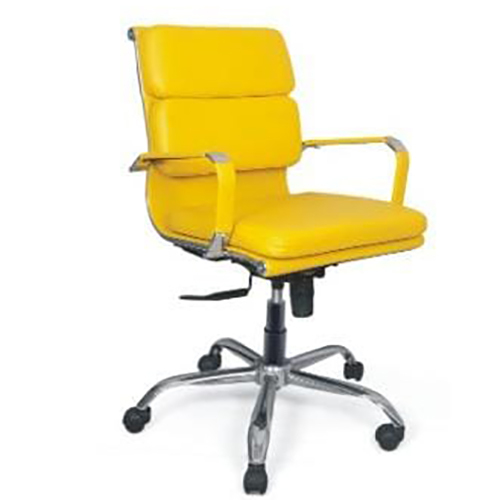 Medium Back  Leather Revolving Chair - Color: Black