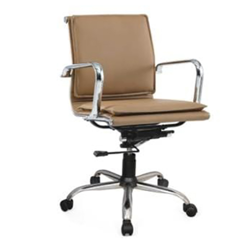 Cushion Sleek Leather Revolving Chair - Color: Black