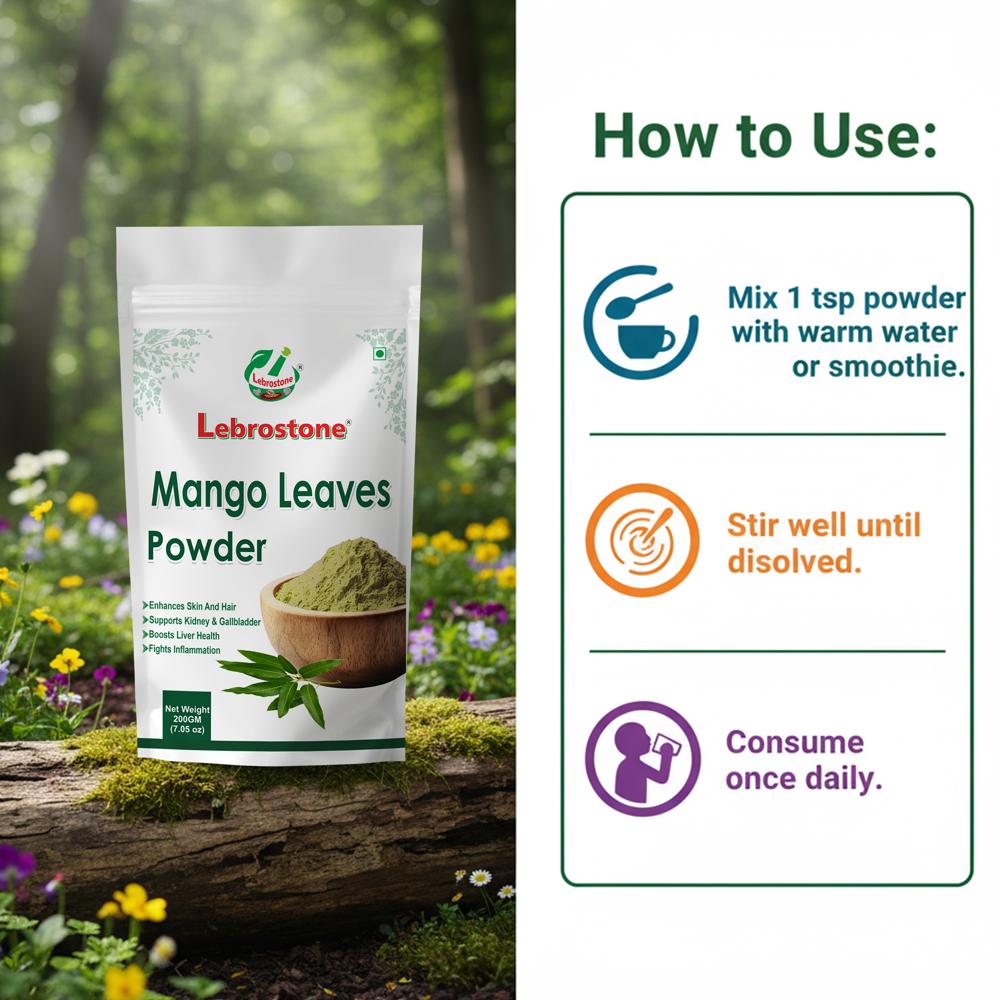 Lebrostone Mango Leaves Powder  Boosts Liver Function, Fights Inflammation & Enhances Skin & Hair(200g)