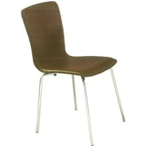 Plywood And Stainless Steel Chair - Color: Natural Wood & Silver