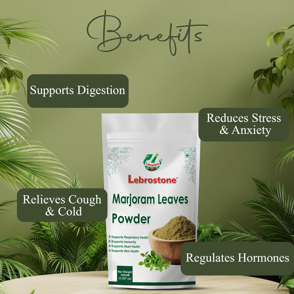 Lebrostone Marjoram Leaves Powder  Supports Digestion, Relieves Cough & Cold, Reduces Stress(100g)