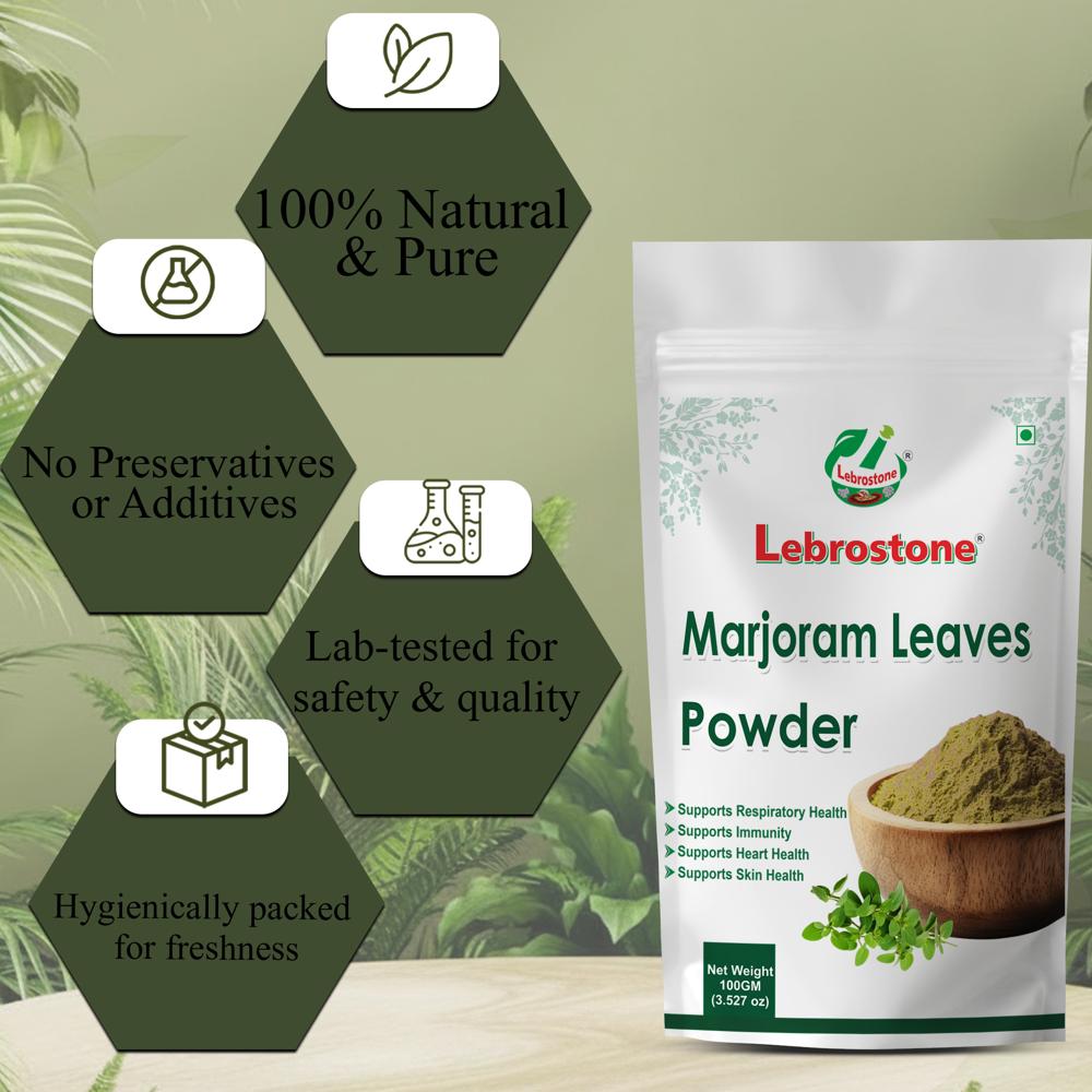 Lebrostone Marjoram Leaves Powder  Supports Digestion, Relieves Cough & Cold, Reduces Stress(100g)