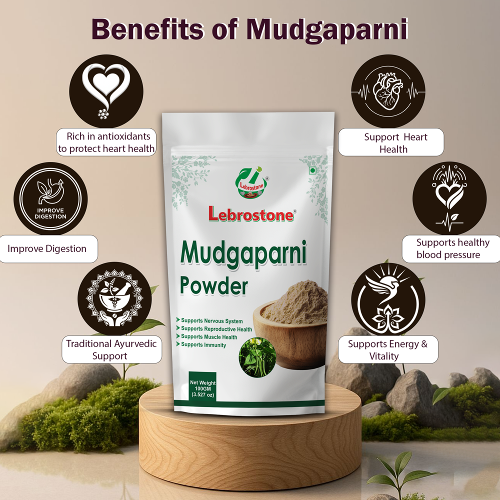 Lebrostone Mudgaparni Powder | Heart Health & Digestion Support | Antioxidant | Energy Booster| 100g