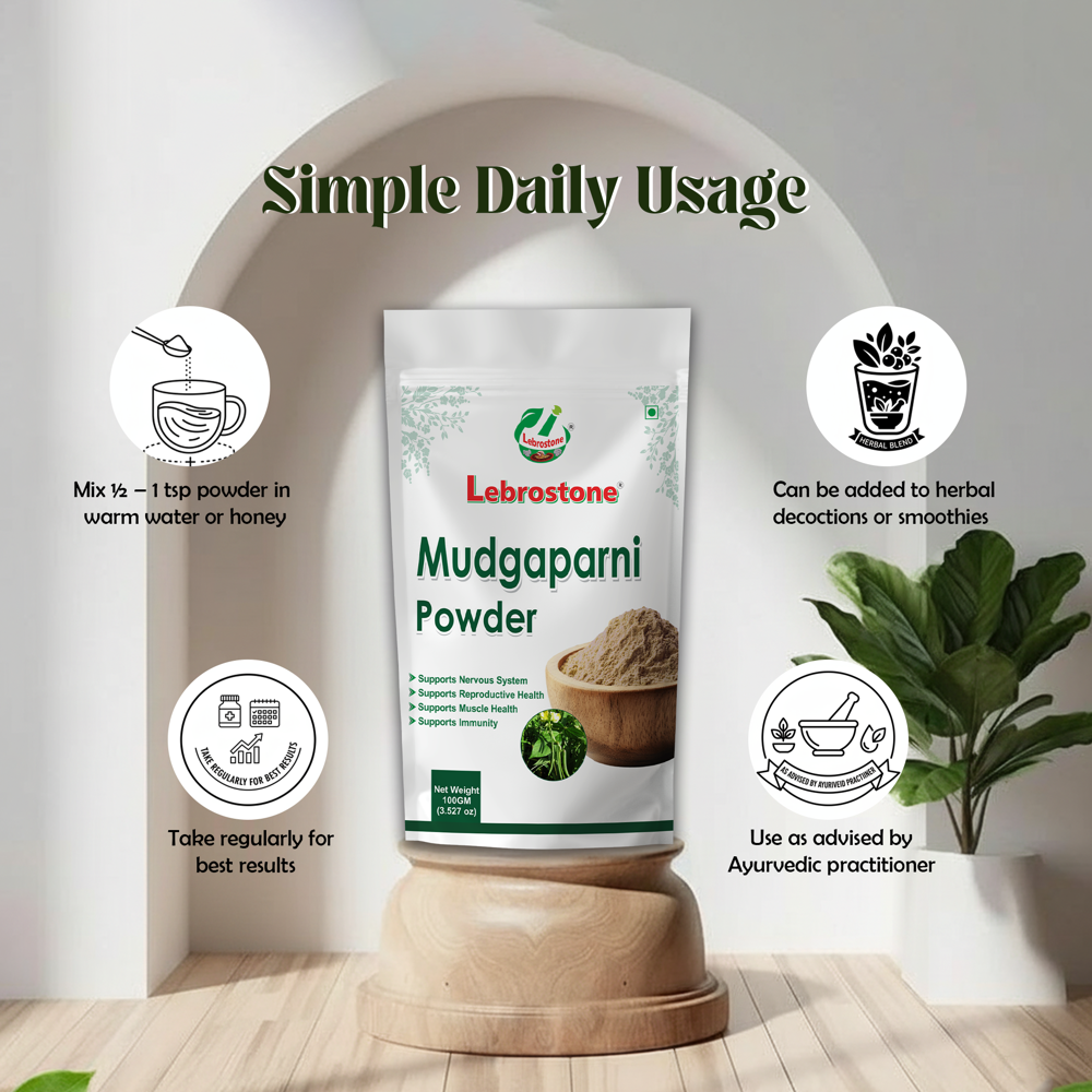 Lebrostone Mudgaparni Powder | Heart Health & Digestion Support | Antioxidant | Energy Booster| 100g