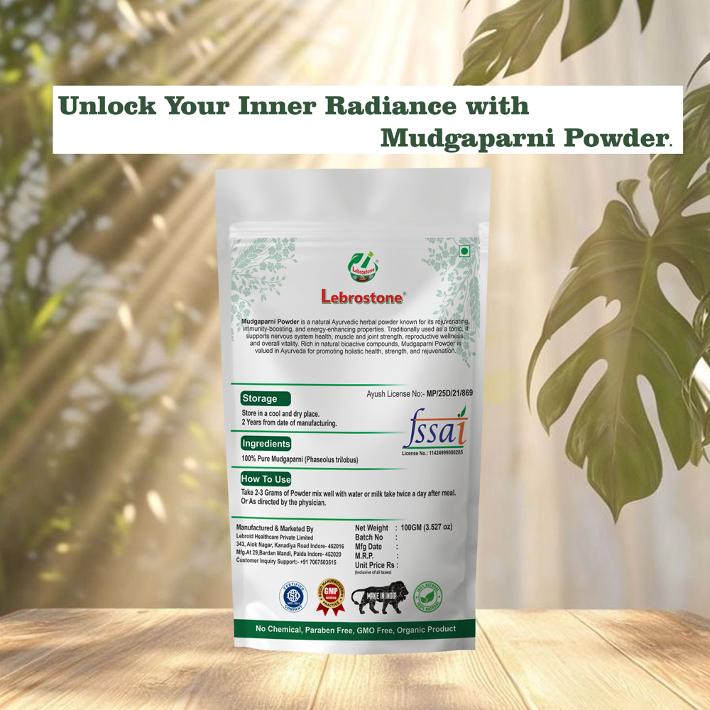 Lebrostone Mudgaparni Powder | Heart Health & Digestion Support | Antioxidant | Energy Booster| 100g