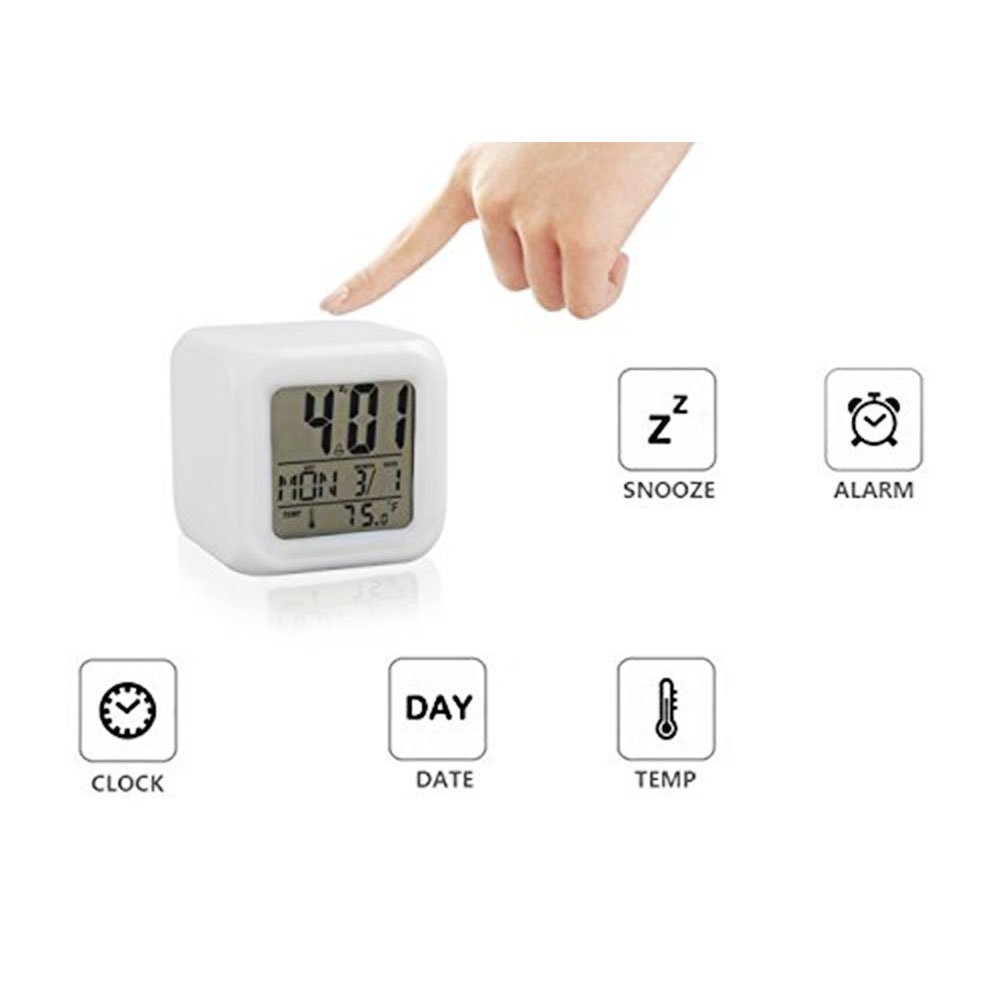 Smart 7 Colour Changing LED Digital Alarm Clock with Temperature & Calendar Display (SS-601)