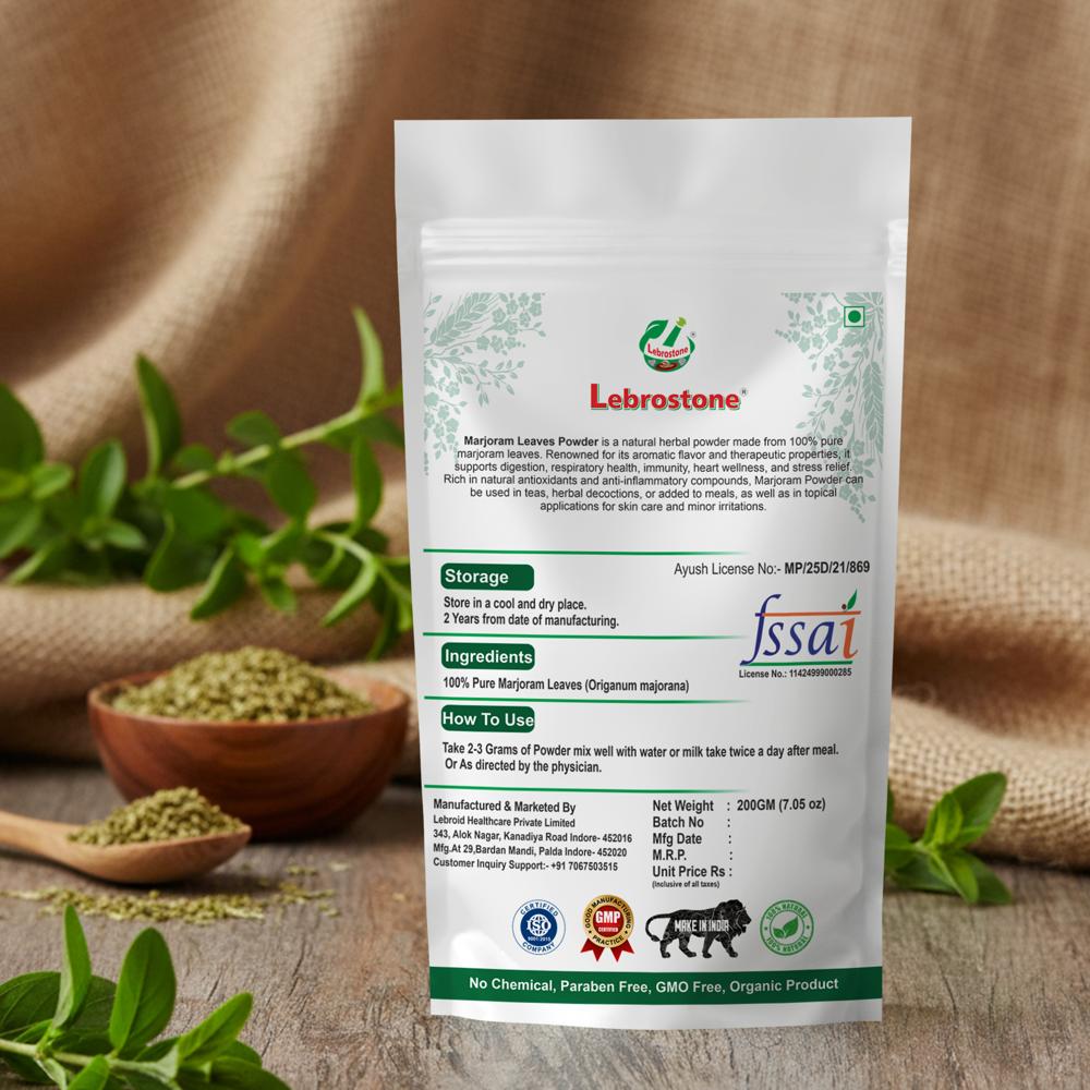 Lebrostone Marjoram Leaves Powder  Supports Digestion, Relieves Cough & Cold, Reduces Stress(200g)
