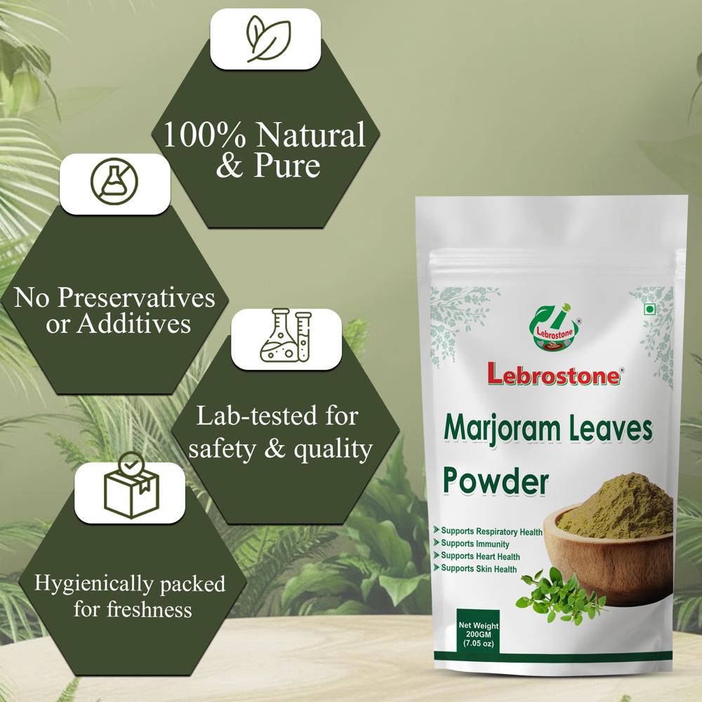 Lebrostone Marjoram Leaves Powder  Supports Digestion, Relieves Cough & Cold, Reduces Stress(200g)