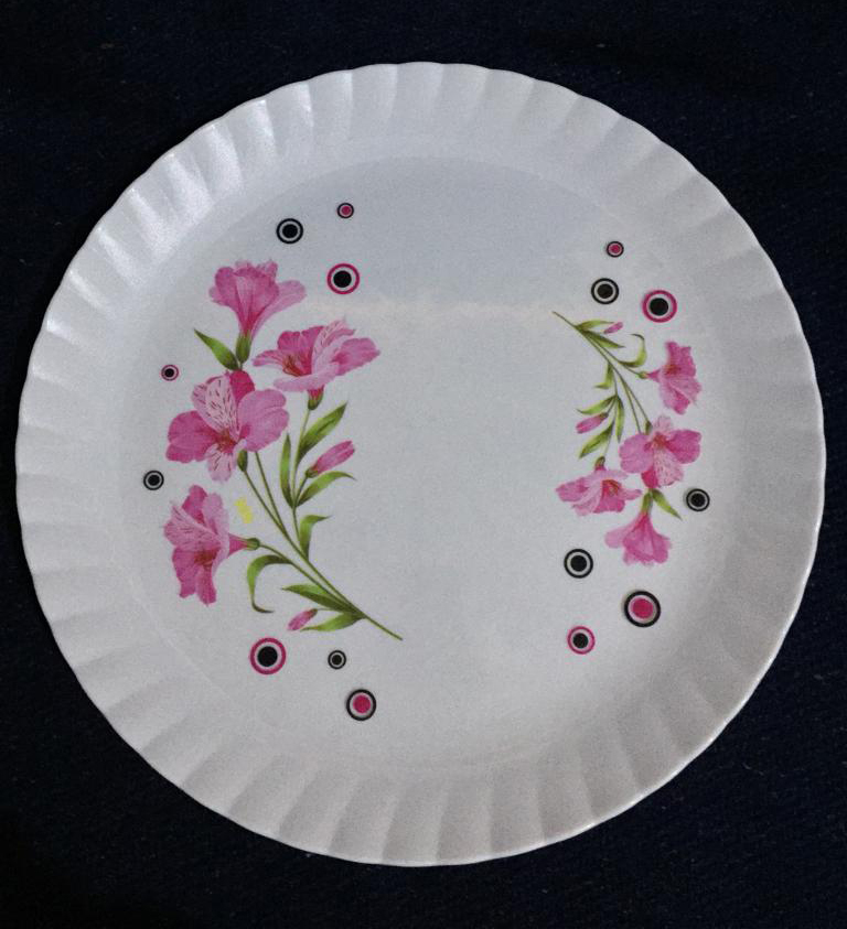 Plastic Bonchina Printed Dish Set - Shape: Round