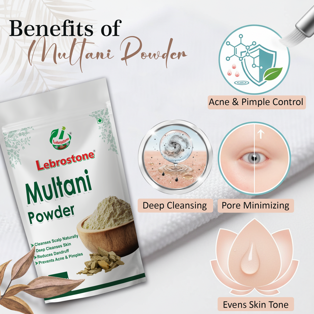 Lebrostone Multani Mitti Powder | Deep Cleanser | Acne Control | Skin Tone & Pore Care| 100g