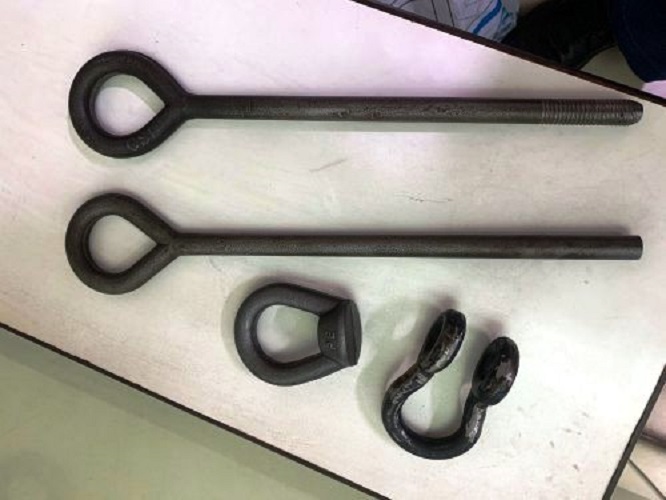 Eye Bolt With Threading - Steel, Circular And Oval Shapes, Pack Of 90, Natural/shot Blasted/galvanized Finishing, Black Color