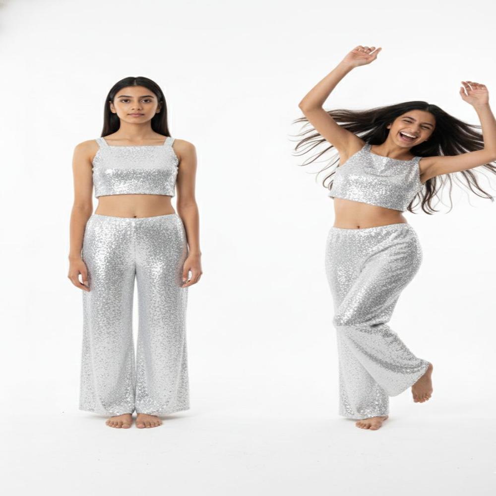 Silver Sequin Cord Set