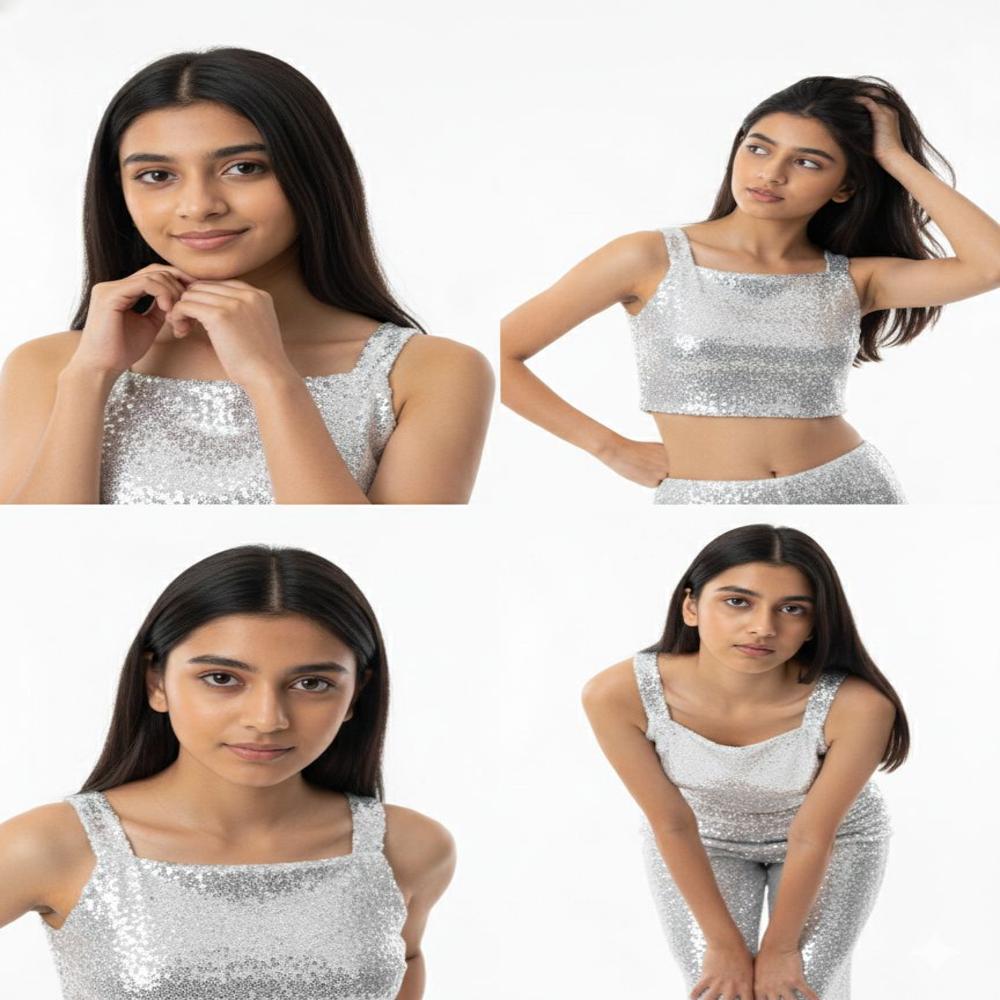Silver Sequin Cord Set - Design: Modern  Trendy