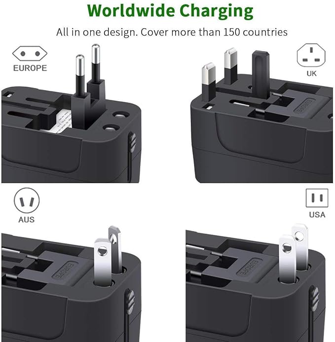 Universal International Travel Adapter with Dual USB Ports & Surge Protector