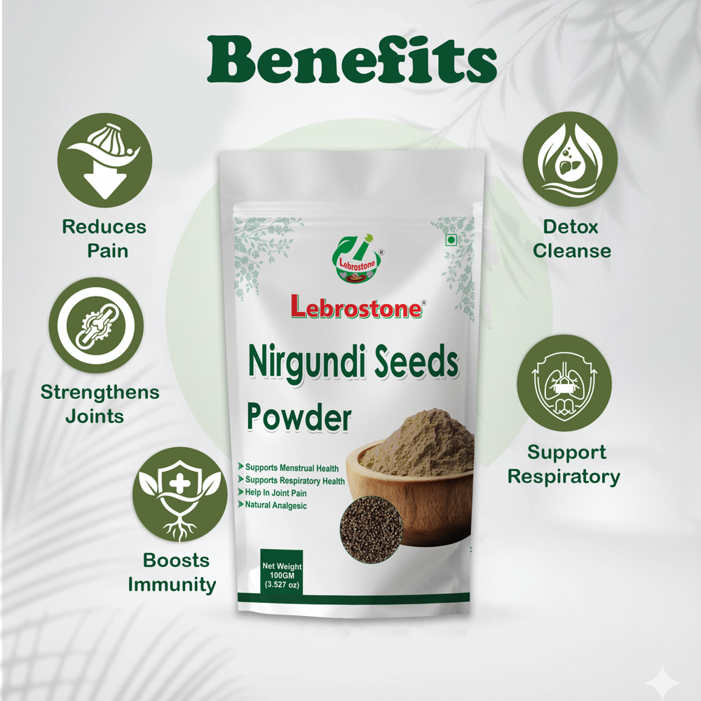 Lebrostone Nirgundi Seeds  Reduces Pain, Strengthens Joints & Boosts Immunity(100g)