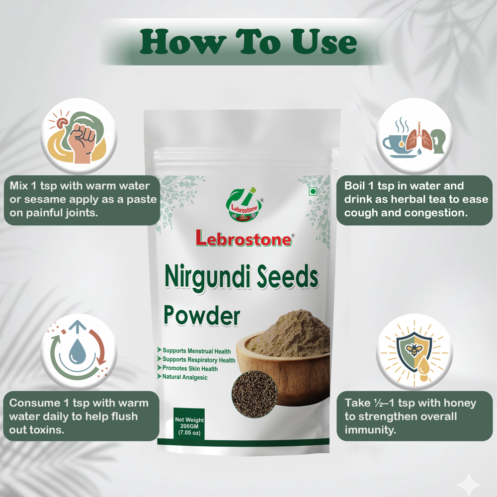 Lebrostone Nirgundi Seeds  Reduces Pain, Strengthens Joints & Boosts Immunity(200g)