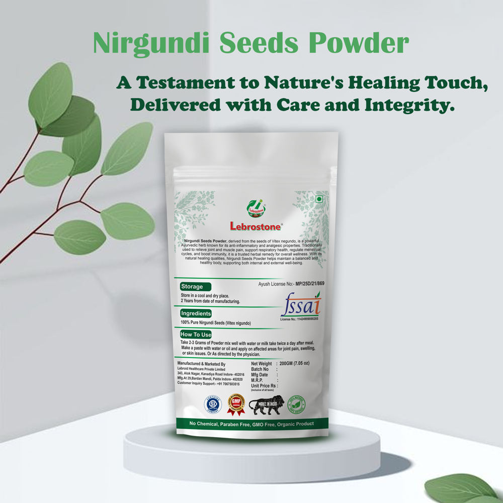 Lebrostone Nirgundi Seeds  Reduces Pain, Strengthens Joints & Boosts Immunity(200g)