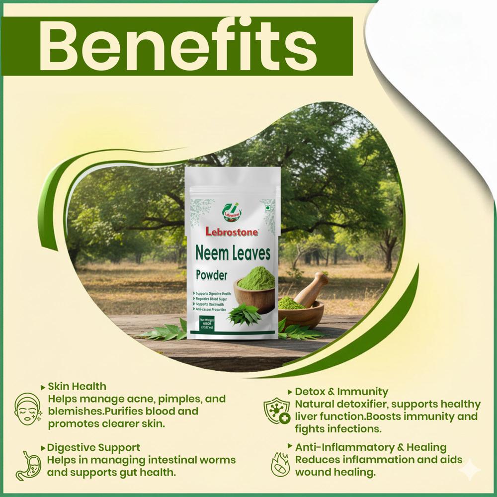 Lebrostone Neem Leaf Powder | Acne & Skin Support | Immunity & Detox | Digestive Health |100g