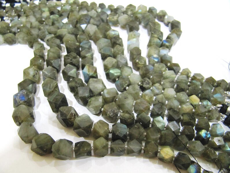 Natural Labradorite Blue Flashy Nugget shape tumble 16to25mm Faceted Beads Sold per strand 8 inches long