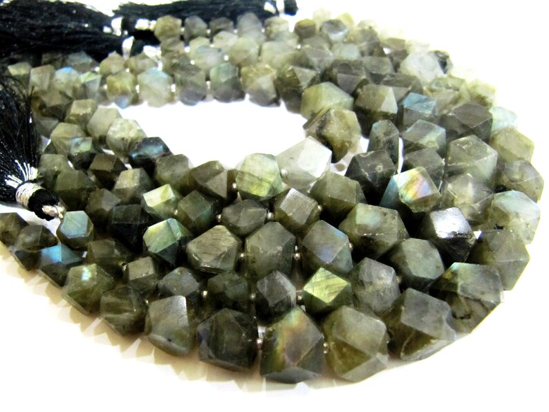 Natural Labradorite Blue Flashy Nugget shape tumble 16to25mm Faceted Beads Sold per strand 8 inches long
