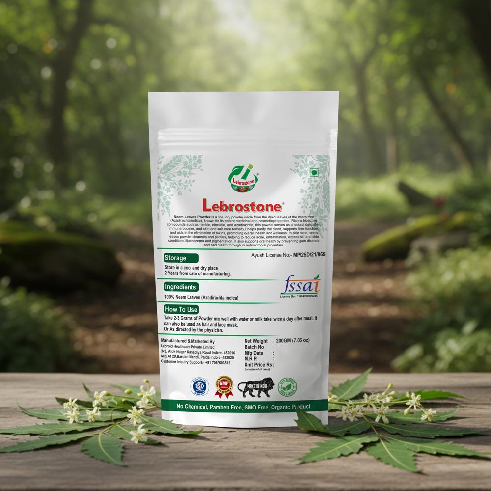 Lebrostone Neem Leaf Powder | Acne & Skin Support | Immunity & Detox | Digestive Health| 200g
