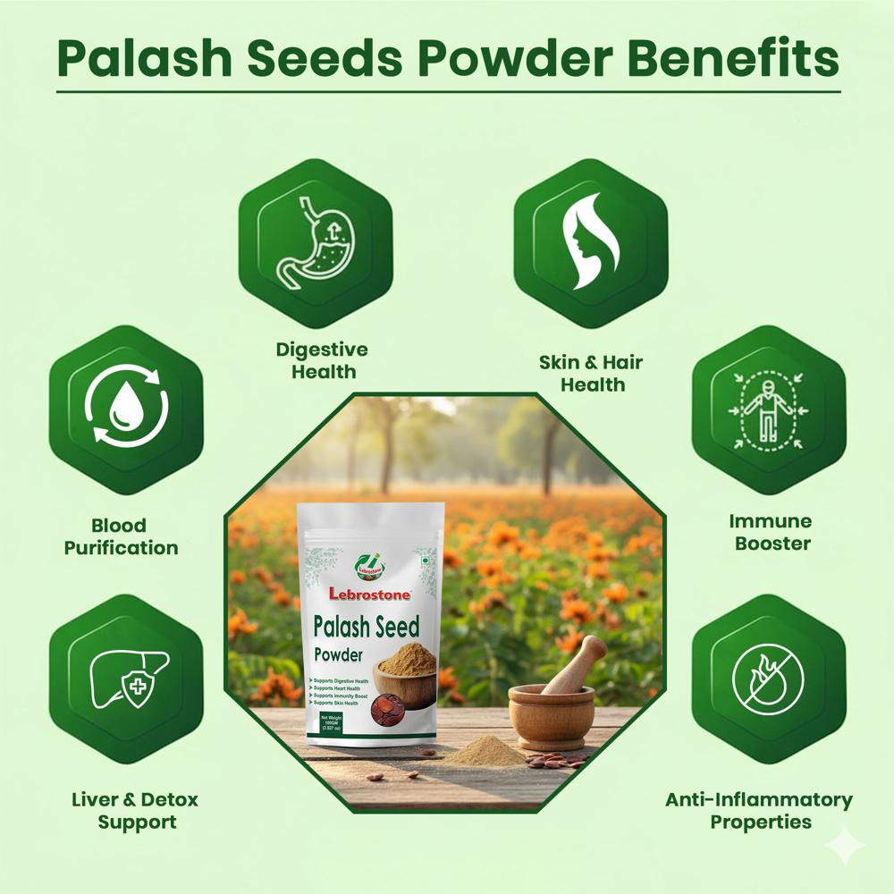 Lebrostone Palash Seeds Powder  Supports Skin & Hair, Immunity, and Anti-Inflammatory Health(100g)