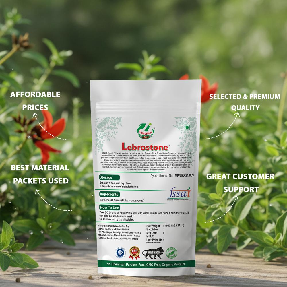 Lebrostone Palash Seeds Powder  Supports Skin & Hair, Immunity, and Anti-Inflammatory Health(100g)
