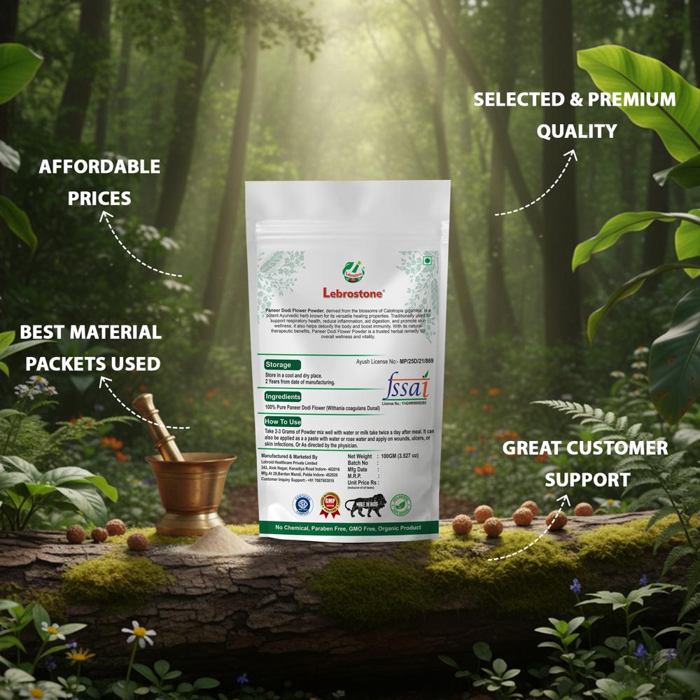 Lebrostone Paneer Dodi Flower Powder  Herbal Support for Blood Sugar Control & Wellness(100g)